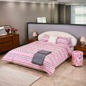 سرویس لحاف دو نفره پلی استر تیسا طرح پیچک صورتی